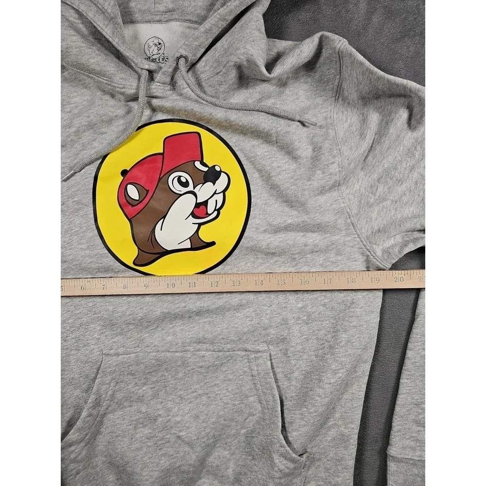 Buc-ee's Men's Hoodie Small Gray‎ Pullover Sweatshirt Kangaroo Pocket Logo